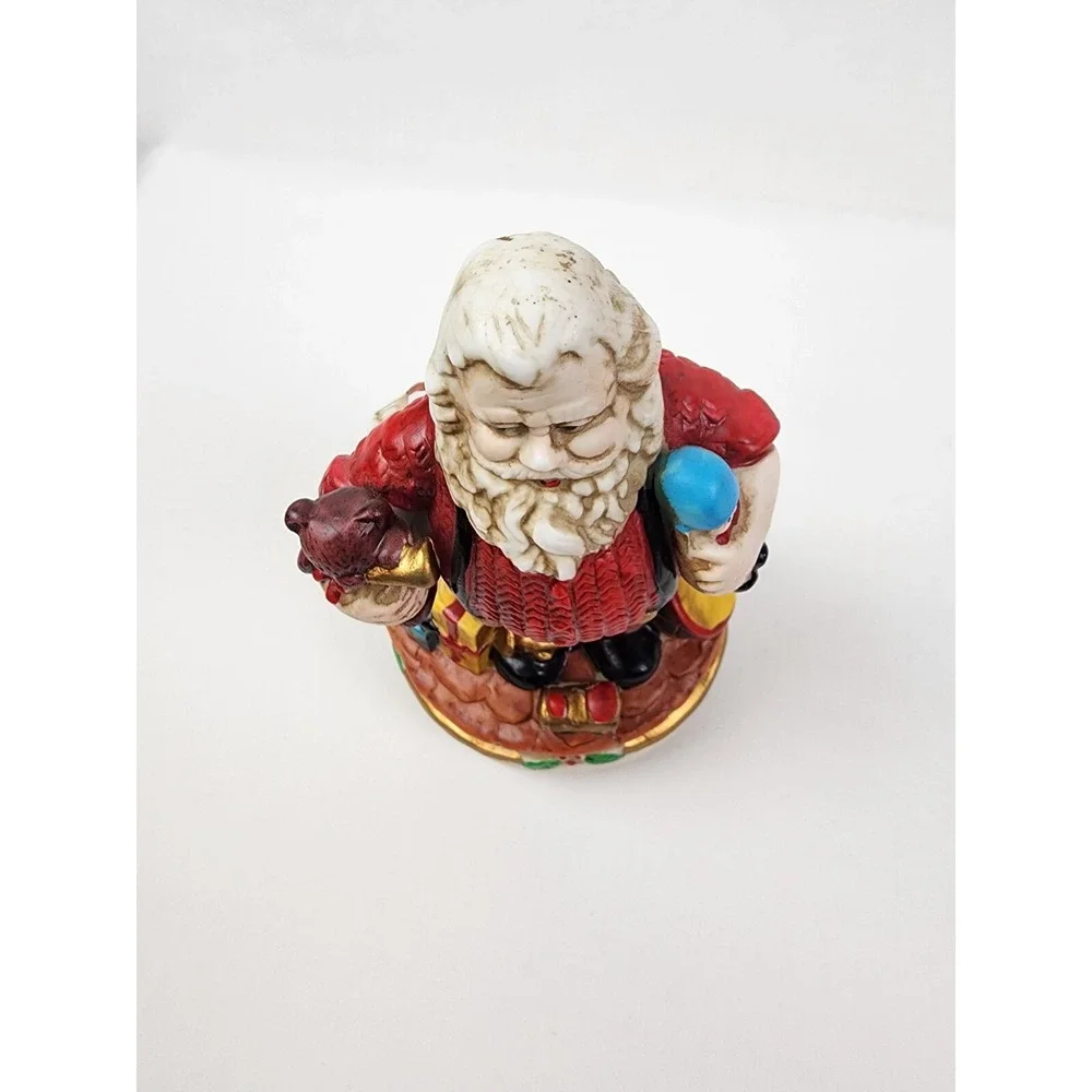 VTG Christmas‎ Wind-Up Porcelain Music Box plays 